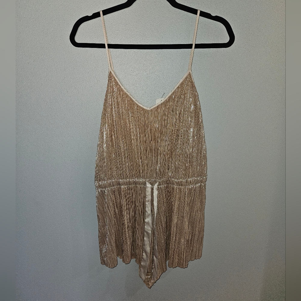 Shimmering Gold Sleeveless Sleep Romper